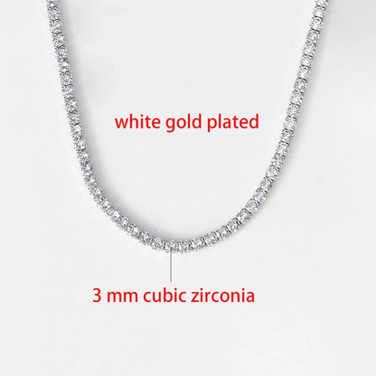 Hip Hop Iced Out Tennis Chain Necklace for Men Women Luxury Cubic Zircon Crystal Short Rock Neck Accessories Jewelry OHN016