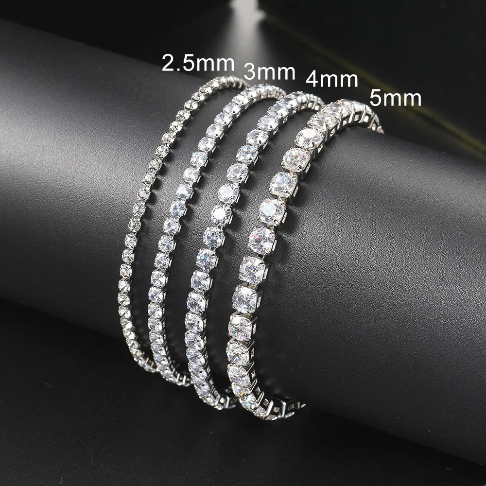 Fashion Multicolor Tennis Bracelet for Women 2.5/3/4/5Mm Zirconia Charm Designer Tennis Chain Men Bracelet Wedding Jewelry KC128