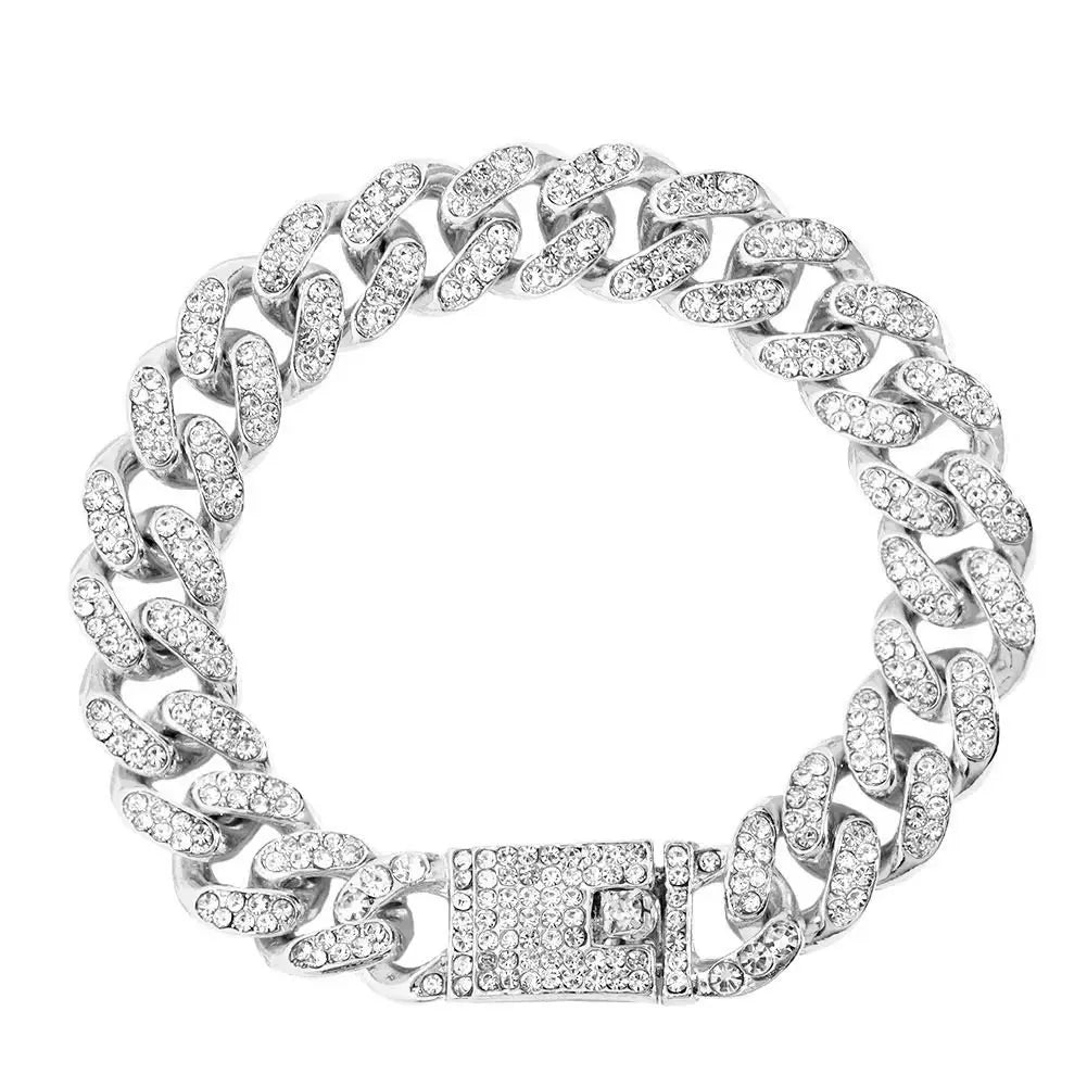 4Pcs Heart Geometry Cuban Link Bracelet for Women Girls Clustered Tennis Layered Hand Chain Set Jewelry Fashion Gift