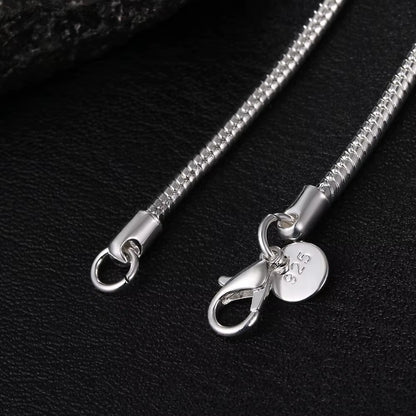 40-75Cm 925 Sterling Silver 1MM/2MM/3MM Solid Snake Chain Necklace for Men Women Fashion Jewelry for Pendant Free Shipping