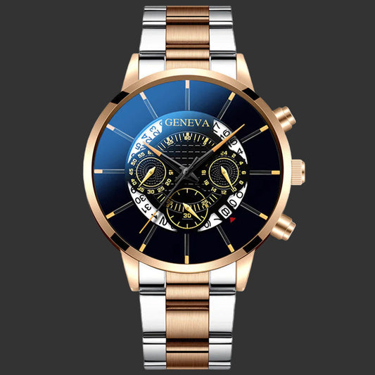 Steel Band Calendar Quartz Watch