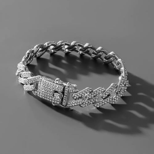 Hip Hop Trend Full Diamond Cuban Link Bracelet for Men