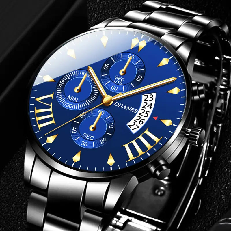 Fashion Calendar Quartz Men's Watch with Steel Band
